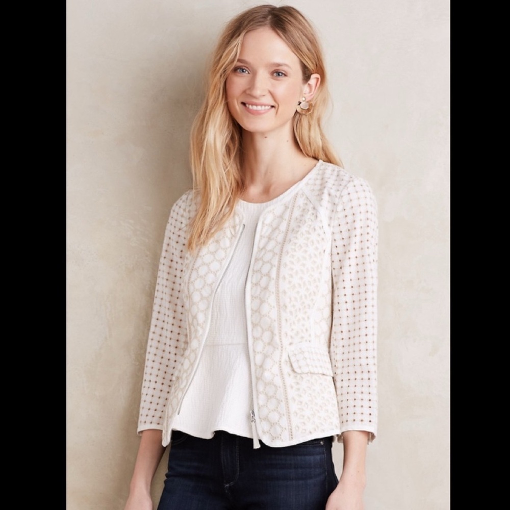 Anthropologie eyelet blazer - 8